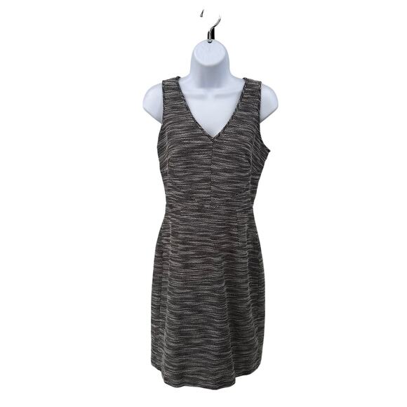 Banana Republic Tweed Sheath Dress Black/White WMNS 4 V-Neck Sleeveless Back Zip - Picture 1 of 8